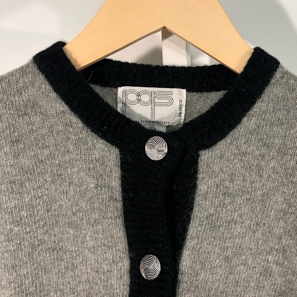 80’s angora Peter B’s General Store Vintage Gray Wool Cardigan Made in Hong Kong - Picture 6 of 6